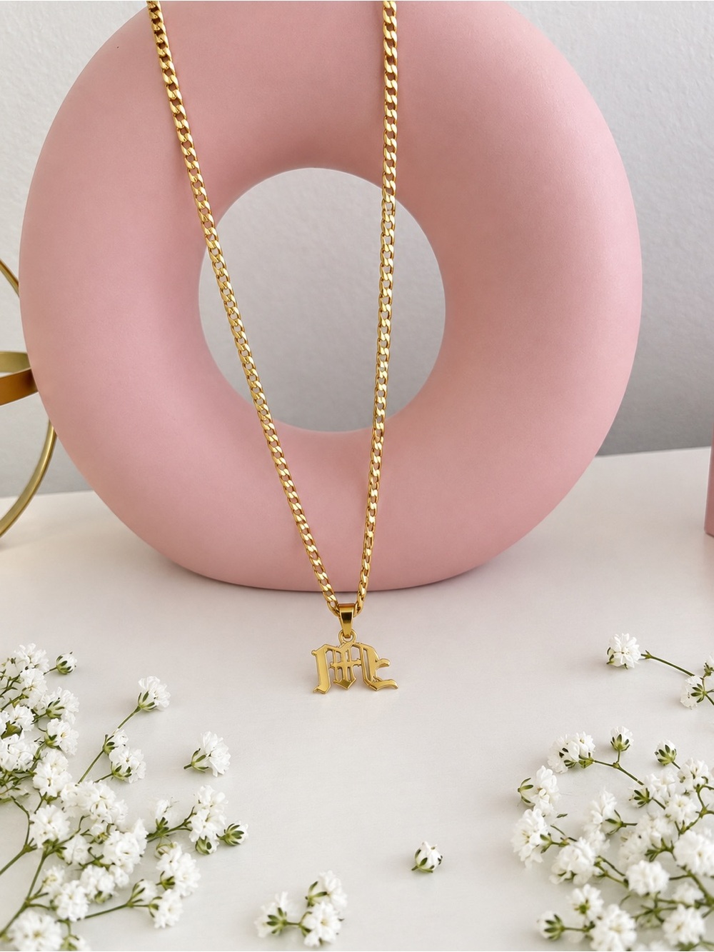 Gold Initial Pendant Necklace - Monogram Charm Necklace in Gold
